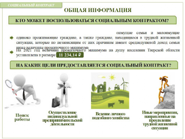 Оказание государственной социальной помощи на основе социального контракта в Тверской области