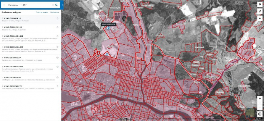 В настоящее время на Публичной кадастровой карте Росреестра размещенысведения о 8 земельных участках в Тверской области, пригодных для жилищногостроительства