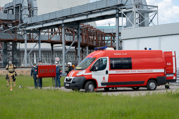 Пожарно-спасательные подразделения Калининской АЭС отработали взаимодействие в ходе плановых учений
