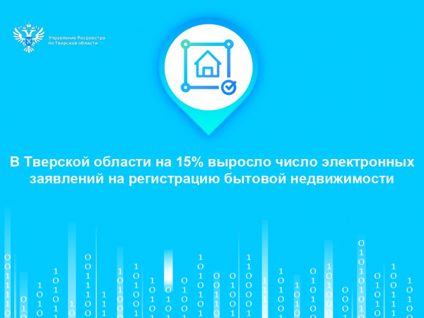 В Тверской области на 15% выросло число электронных заявлений на регистрацию бытовой недвижимости