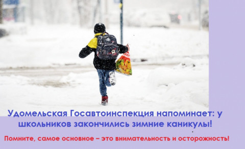 Удомельская Госавтоинспекция напоминает: у школьников закончились зимние каникулы